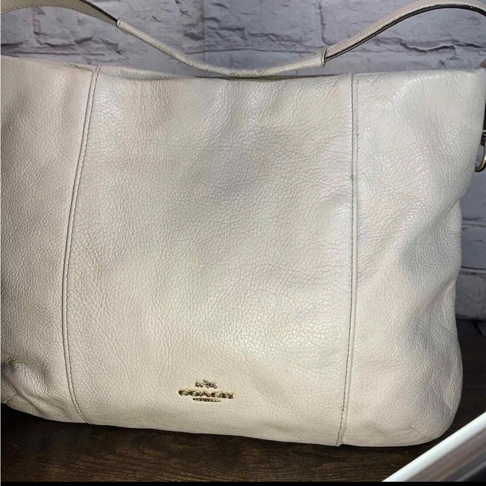 Coach purse, pebble leather cream color